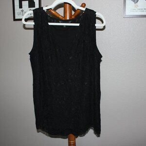 White House Black Market Black Lace sleeveless blouse
